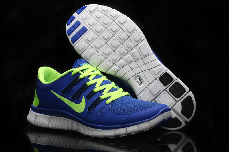Hot Nike Free5.0 Men Shoes Blue/Greenyellow